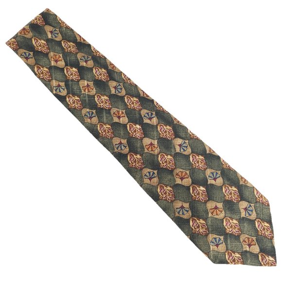 Ferrell Reed for Mark Shale Men Tie 100% Silk Geometric Green Multi 60x4 - NWOT - Picture 1 of 6